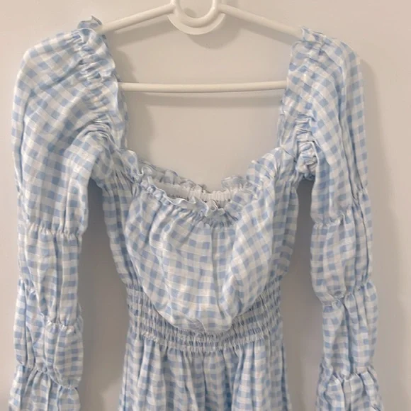 SLEEPER Atlanta Linen Dress  Blue Vichy - Picture 6 of 7